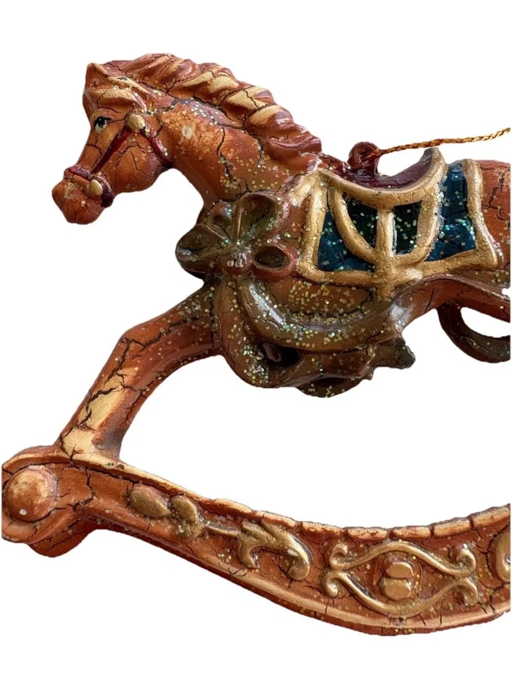 Vintage Rocking Hobby Horse Christmas Ornament Plastic Resin Figure